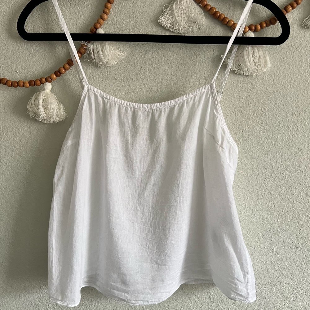 Frame cotton blend white cropped cami